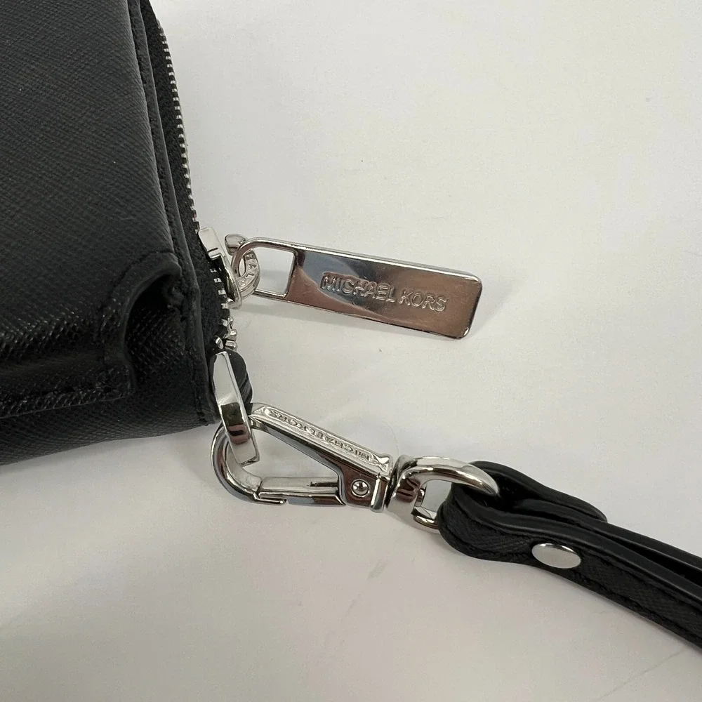 Michael Kors Jet Set Travel M Zip Phone Wallet Saffiano Leather Black 35S0STVL2L - Picture 5 of 9